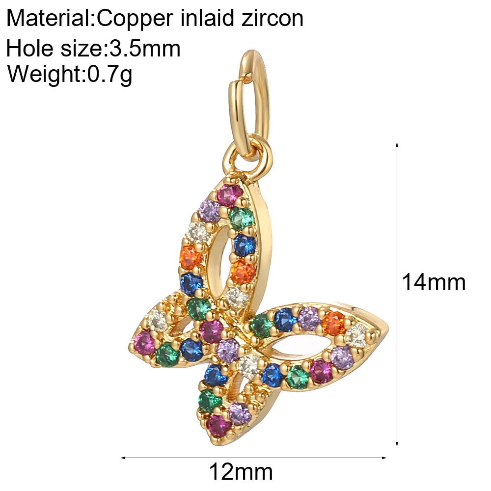 Cute Butterfly Flower Charms Gold Color Animals Elephant Bird Dijes Diy Earring Necklace Bracelet Keychain Sea Accessories