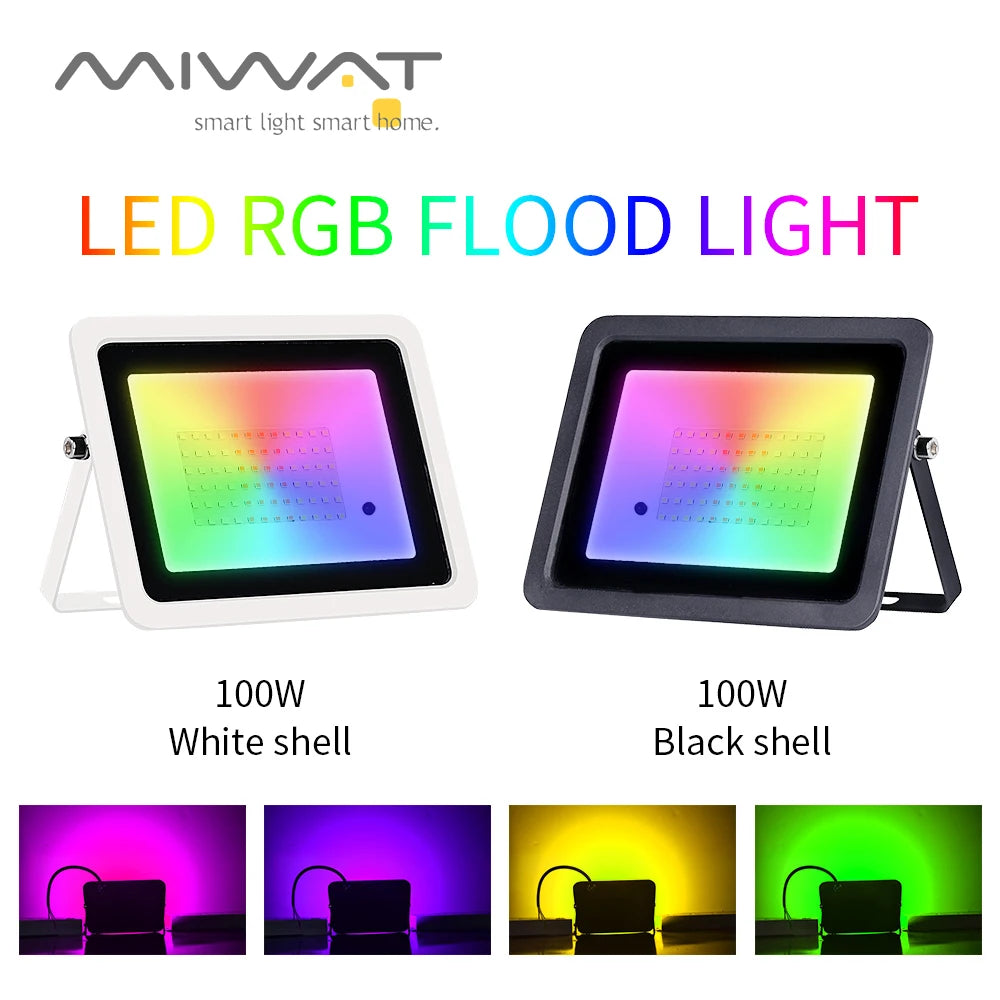 RGB Led Flood Light 100W 50W 30W 20W IP68 Waterproof Outdoor Led RGB Spotlight Reflector Lamps Landscape Lighting