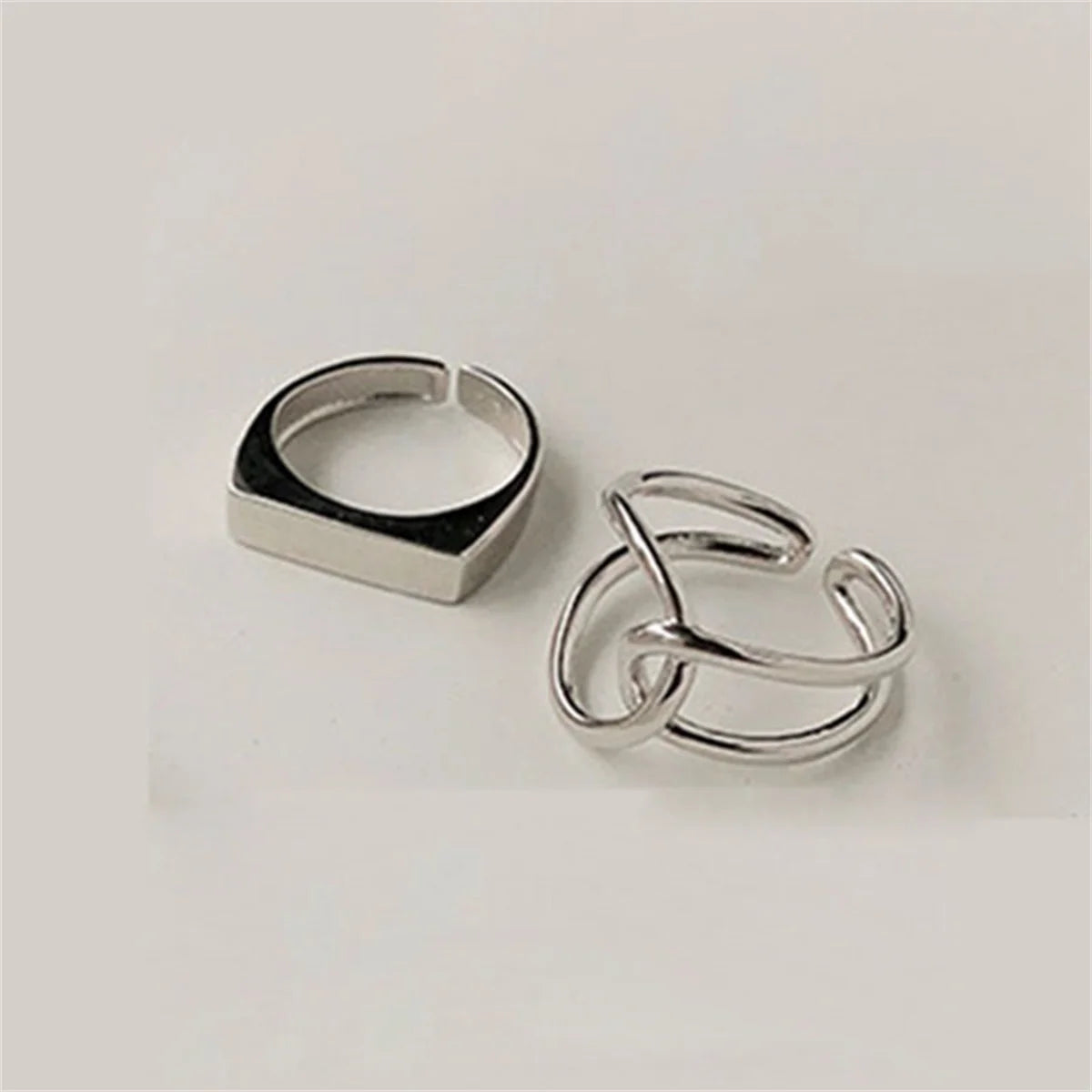 Simple Silver Color Irregular Finger Rings For Women Girls Geometric Multilayer Line Open Rings Exaggerated Bijoux Jewelry Gifts