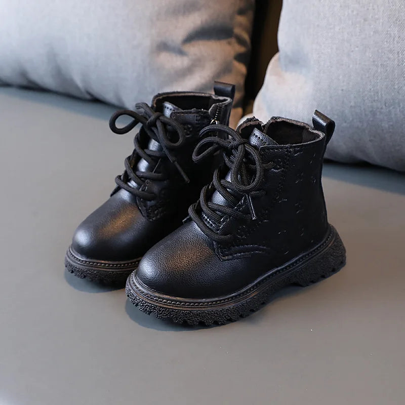 Bota Kid Boots Kid Fashion Boots Autumn Winter Boys British Plush Short Boot Girl Ankle Boots French Boy/ Girls Boot Kid Shoes