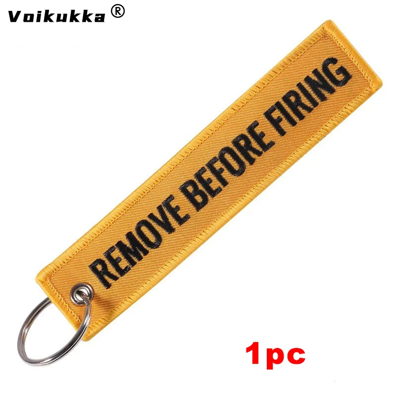 1 PC Wholesale Aviation Keychain Remove Before Firing Both Sides Embroidery Car Key Accessories Backpack Pendant Chain