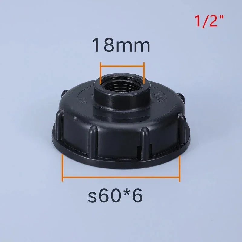 S60x6 Coarse Thread IBC Water Pipe 1/2" Tap Cap Tank Adapter Compatible with IBC Tank Garden Robinet Cuve 1000 Litres 3/4 Hose