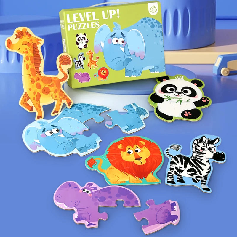 Lovely Wooden Cartoon Animal Jigsaw Puzzles Game Montessori Baby Puzzle Toy for Kindergarten Kid Early Learning Education