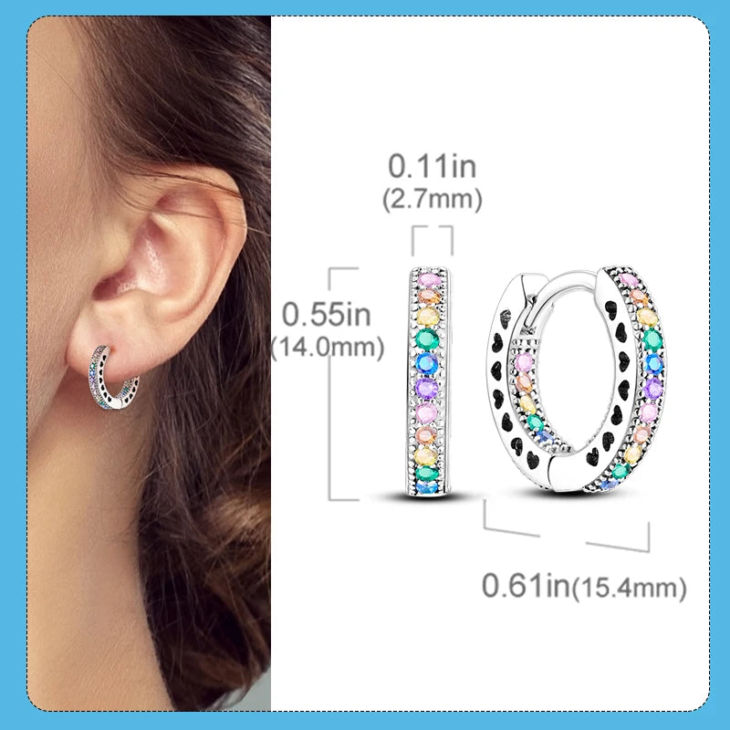 Hot Sale 925 Sterling Silver Heart Earrings Fit Original Charms Hoop Earrings For Women girls Stud Earring Fine Jewelry Gifts