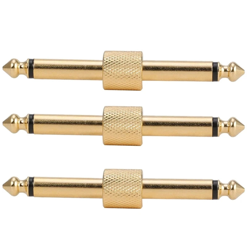 3 Pack Pedal Coupler 6.35mm 1/4 Male to Male Coupler Plug Adapter Straight Connector for Guitar Effects Pedalboard