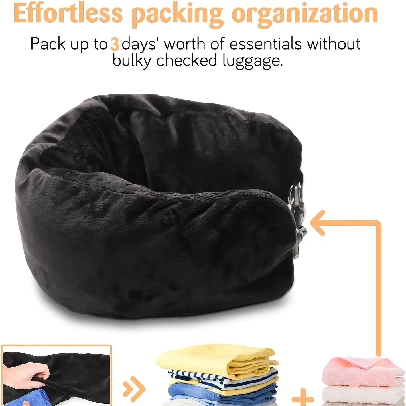 Travel Pillow Can Store  Fillable Clothes Outdoor Pillow Comfortable Portable Travel Storage Bag Cervical Pillow Airplane Neck P