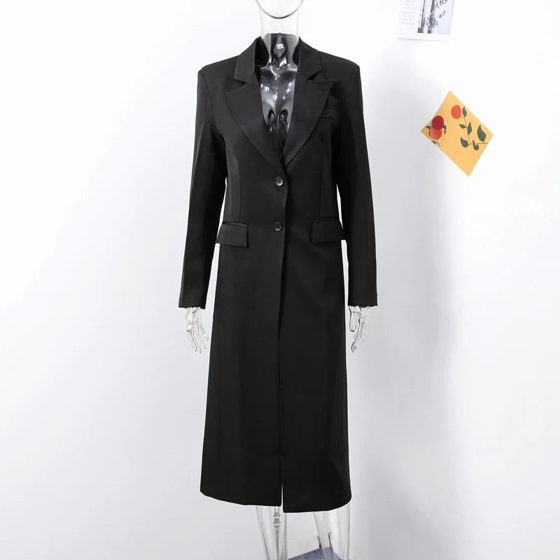 Fashion Office Lady Blazer Jacket Shoulder Pad Long Sleeve Lapel Female Coat 2025 Spring Button Pocket Lady Commuting Outwear