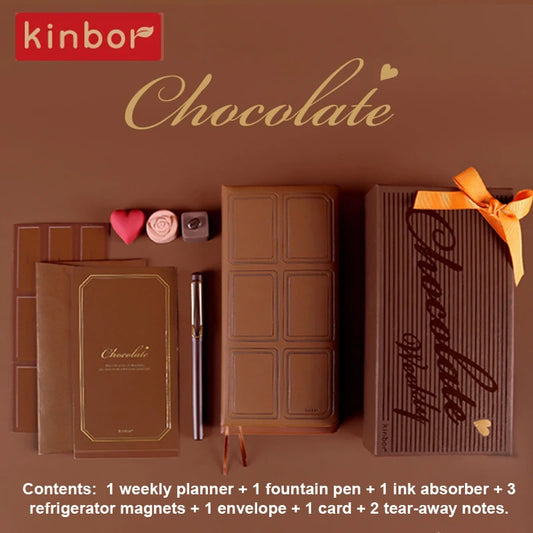 Kinbor Weekly Planner Set Chocolate Self-filled Pocket Calendar Goal& Habit Tracker Organizer Aesthetic Diary Schedule Handbook