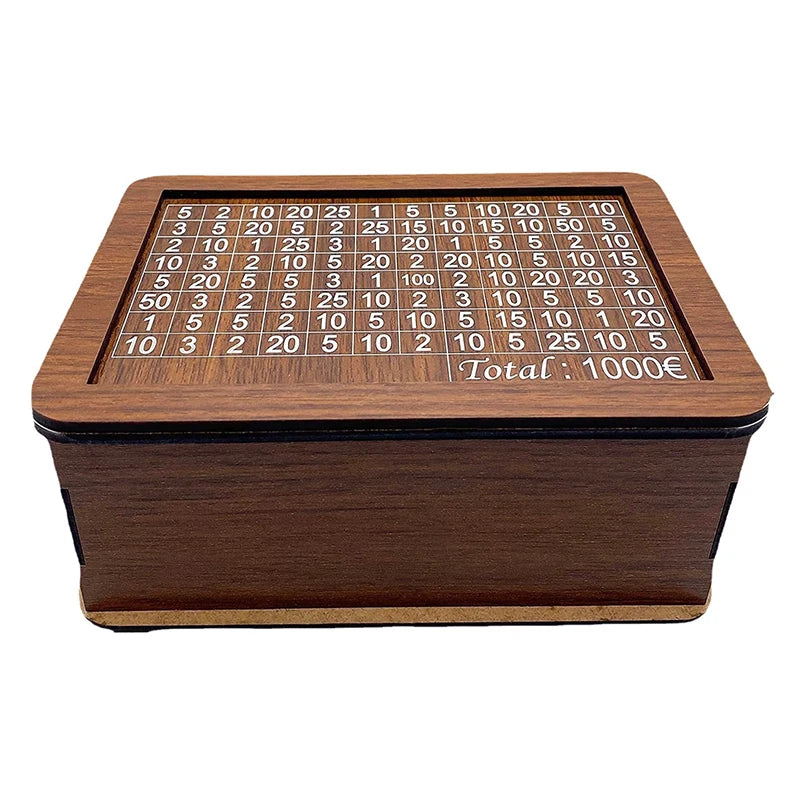 Money Box Piggy Bank Wood Money Bank, Reusable Money Box With Saving Goal And Numbers To Check For Helps The Habit Of Saving