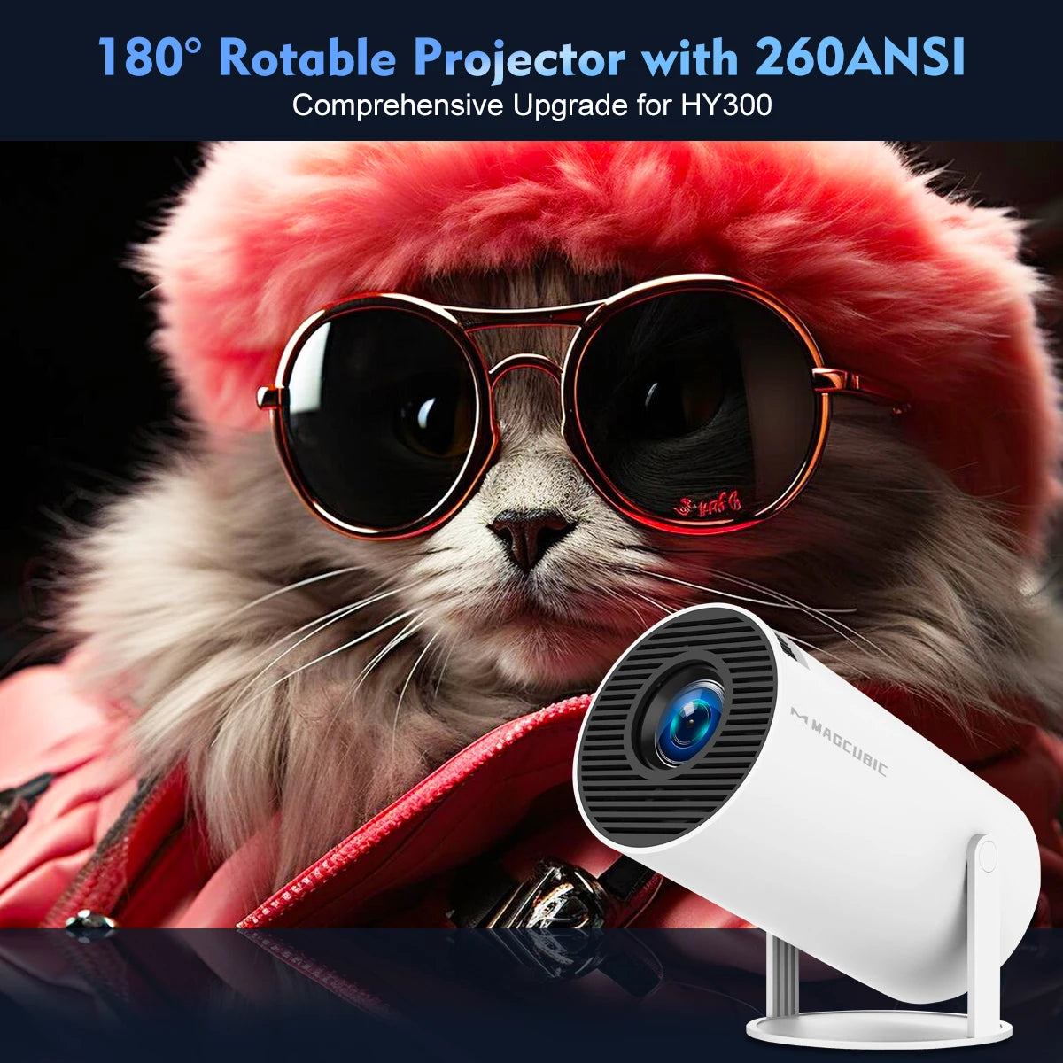 Magcubic Projector 4K Android 11 HY300 Pro Dual Wifi6 260ANSI Allwinner H713 BT5.0 1280*720P Cinema Outdoor portable Projetor