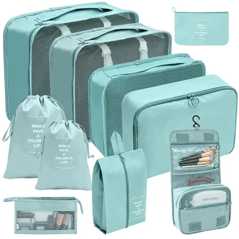 7/8/9/10 Pcs Set Travel Organizer Storage Bags Suitcase Packing Cubes Set Cases Portable Luggage Clothes Shoe Tidy Pouch Folding