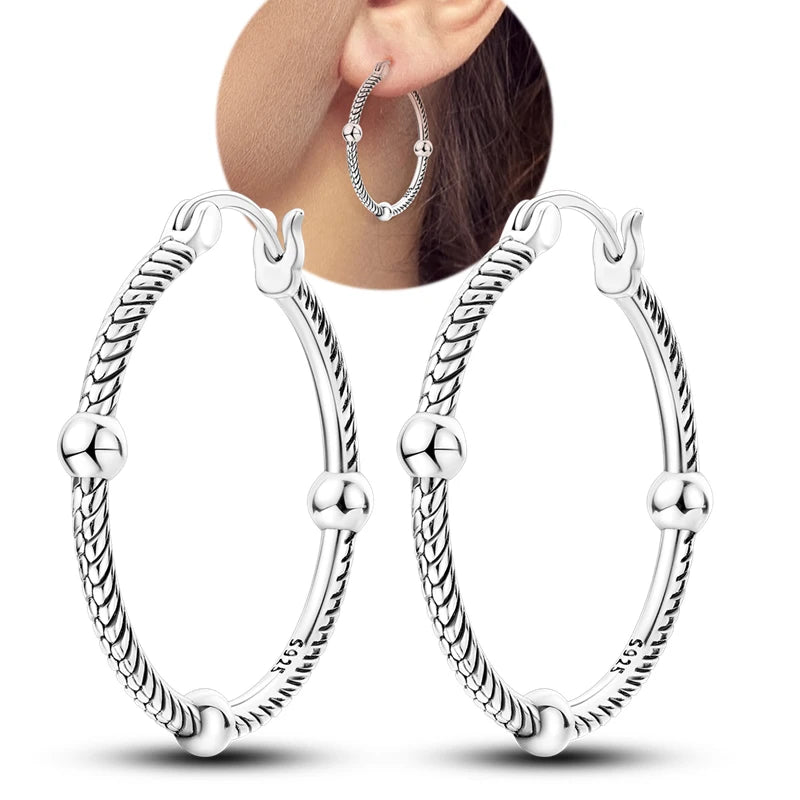 Hot Sale 925 Sterling Silver Heart Earrings Fit Original Charms Hoop Earrings For Women girls Stud Earring Fine Jewelry Gifts