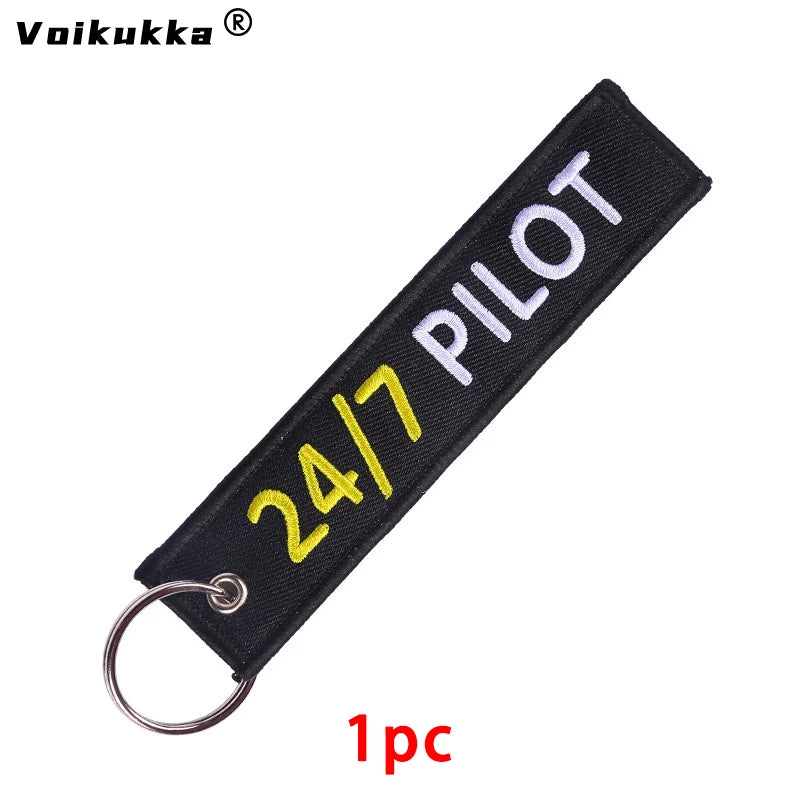 1 PC Wholesale Aviation Keychain Remove Before Firing Both Sides Embroidery Car Key Accessories Backpack Pendant Chain