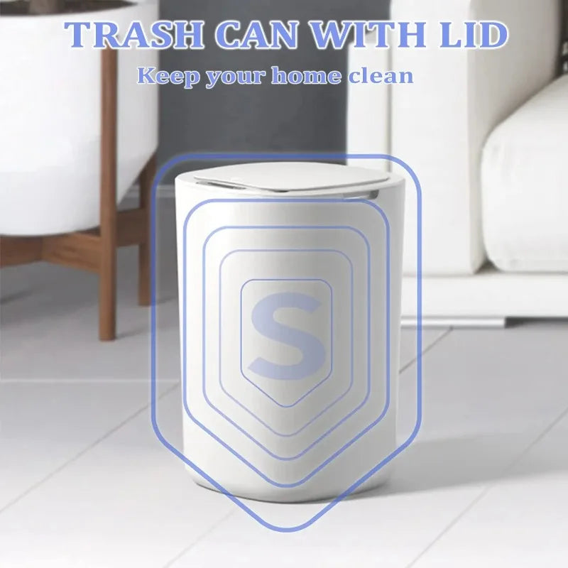 Smart Sensing Trash Can Automatic White Trash Can Kitchen Bathroom Waterproof 12L Electric Trash Can