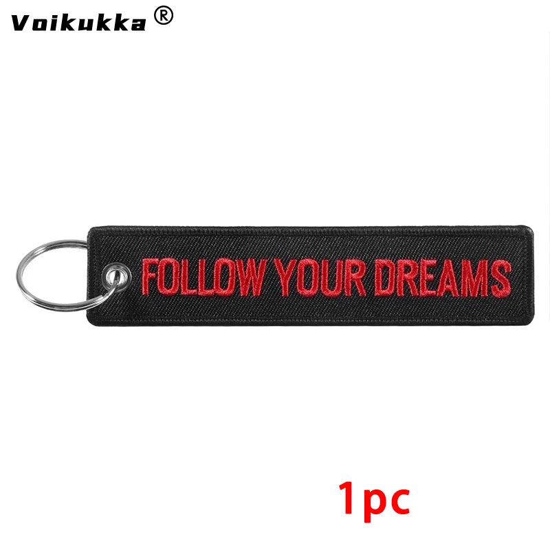 1 PC Wholesale Aviation Keychain Remove Before Firing Both Sides Embroidery Car Key Accessories Backpack Pendant Chain