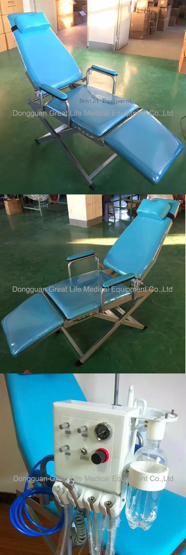 GreatLife Dent Cheap Dental Unit Dental Chair Complete Set Dental Folding Chair Sale with Led Lamp and Portable Turbine Unit