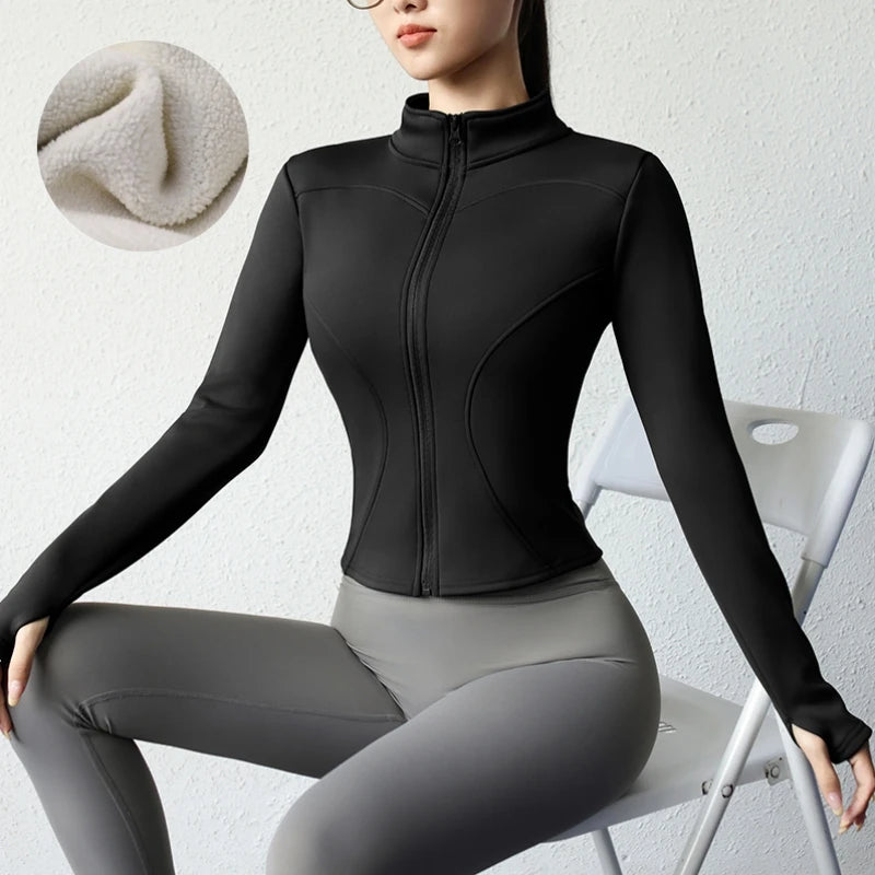 2024 New Yoga Coat Short Sports Jacket WOMEN'S Fitness Clothes Slimming Body Sculpting Zipper Yoga Jacket