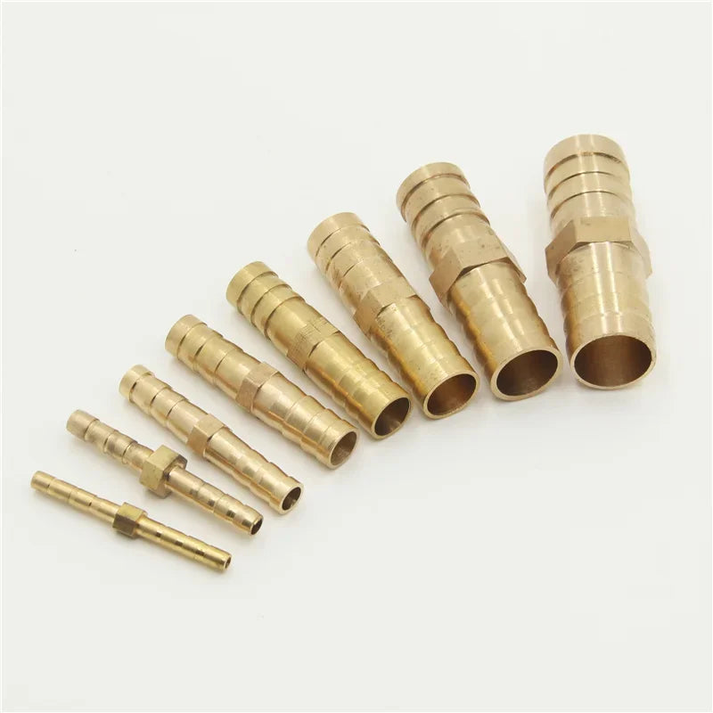 Brass 2 Way Reducing Straight Hose Barb Barbed Pipe Fitting Reducer Copper Coupler Connector Adapter for Air Fuel Gas Water