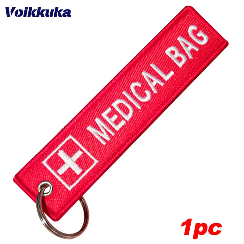 1 PC Wholesale Aviation Keychain Remove Before Firing Both Sides Embroidery Car Key Accessories Backpack Pendant Chain