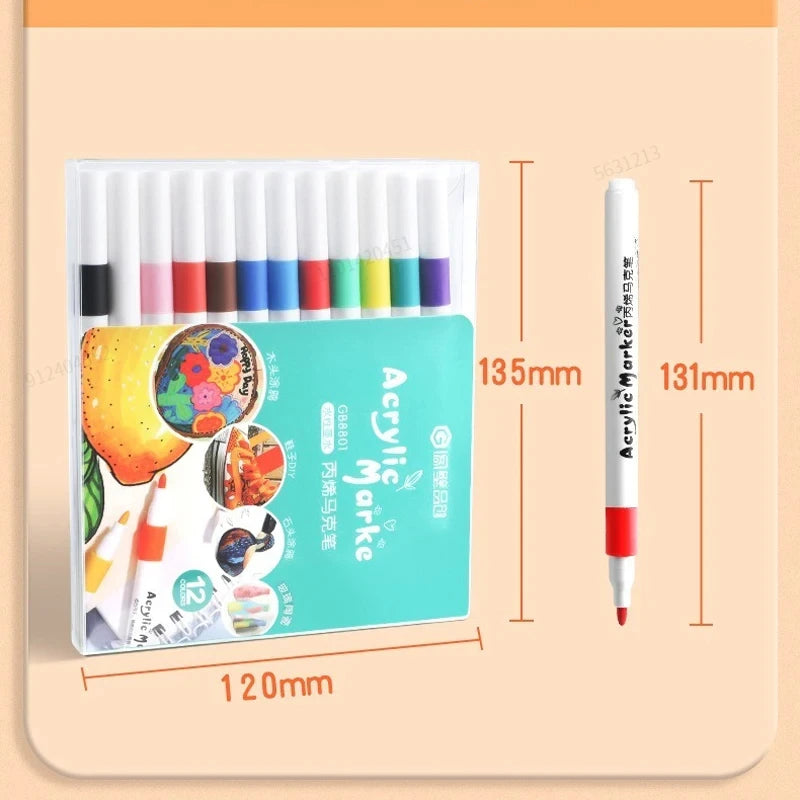 12-80 Colors Acrylic Paint Art Marker Pen DIY Hand Drawn Painting Drawing For Card Ceramic Stone Mug Glass Fabric Clothes Shoes