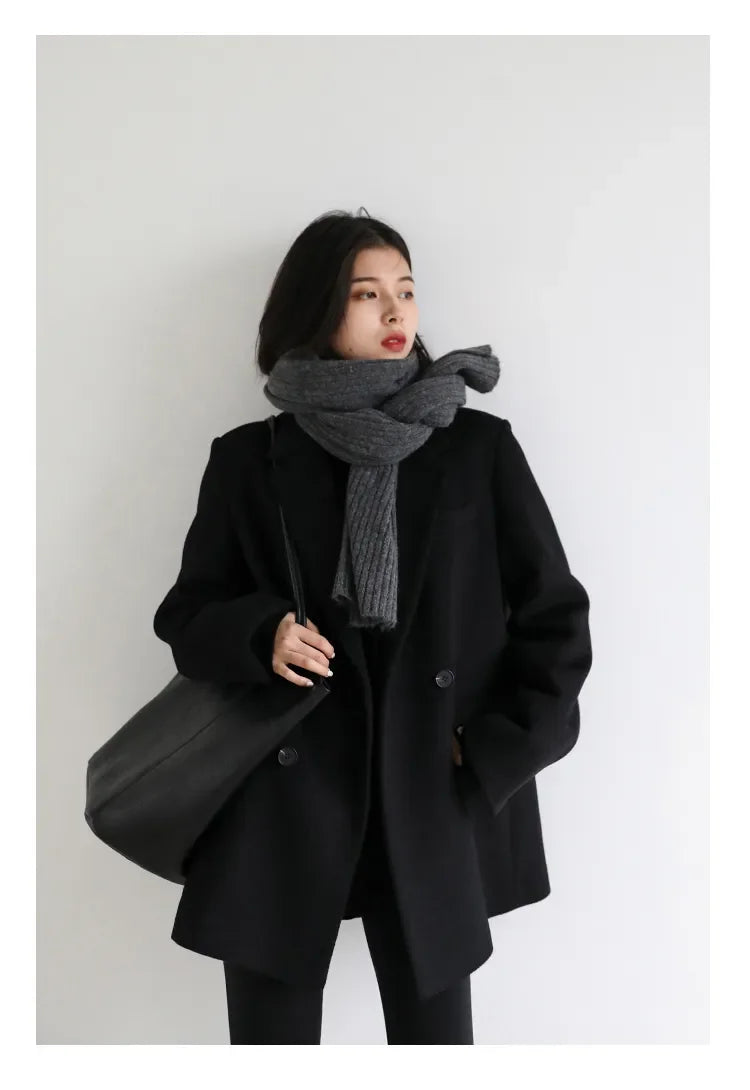 CHIC VEN Autumn Winter Women Coats Wool Blend All-match Mid-length Blazer Women's Woolen Overcoat Female Fashion Clothing 2023