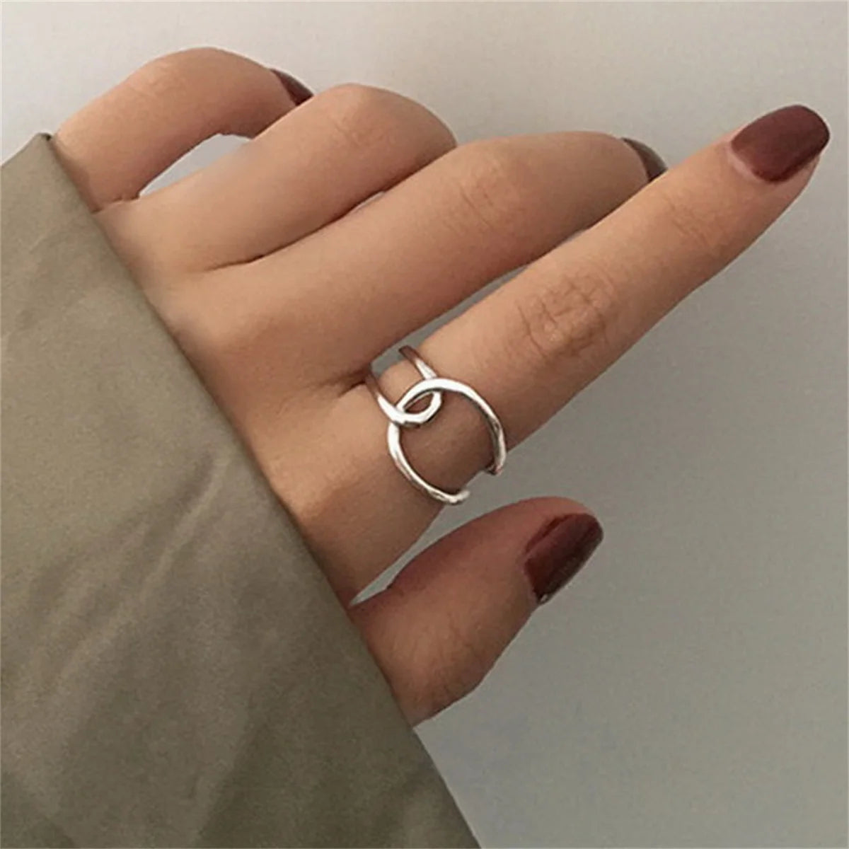 Simple Silver Color Irregular Finger Rings For Women Girls Geometric Multilayer Line Open Rings Exaggerated Bijoux Jewelry Gifts