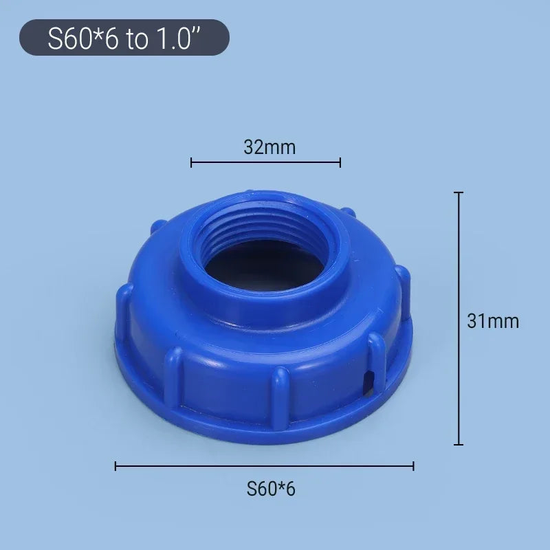 S60x6 Coarse Thread IBC Water Pipe 1/2" Tap Cap Tank Adapter Compatible with IBC Tank Garden Robinet Cuve 1000 Litres 3/4 Hose