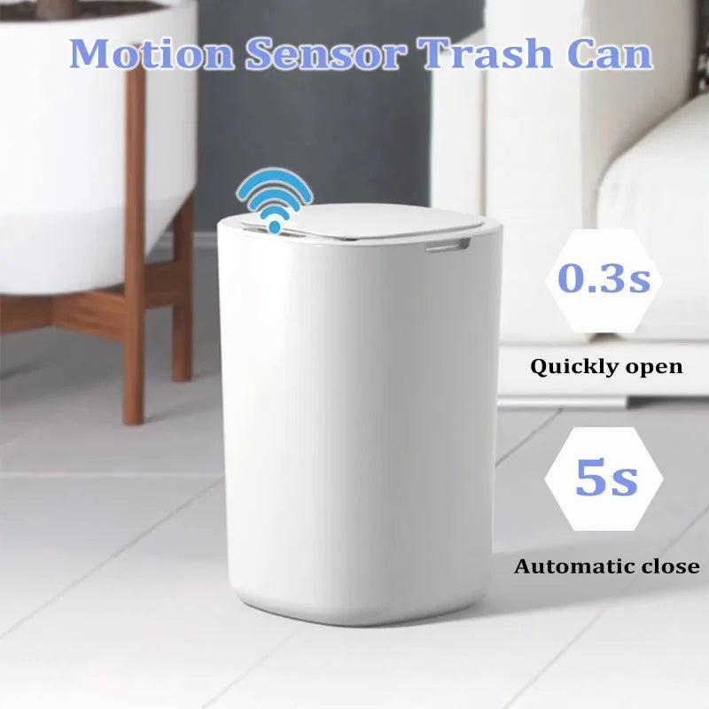 Smart Sensing Trash Can Automatic White Trash Can Kitchen Bathroom Waterproof 12L Electric Trash Can