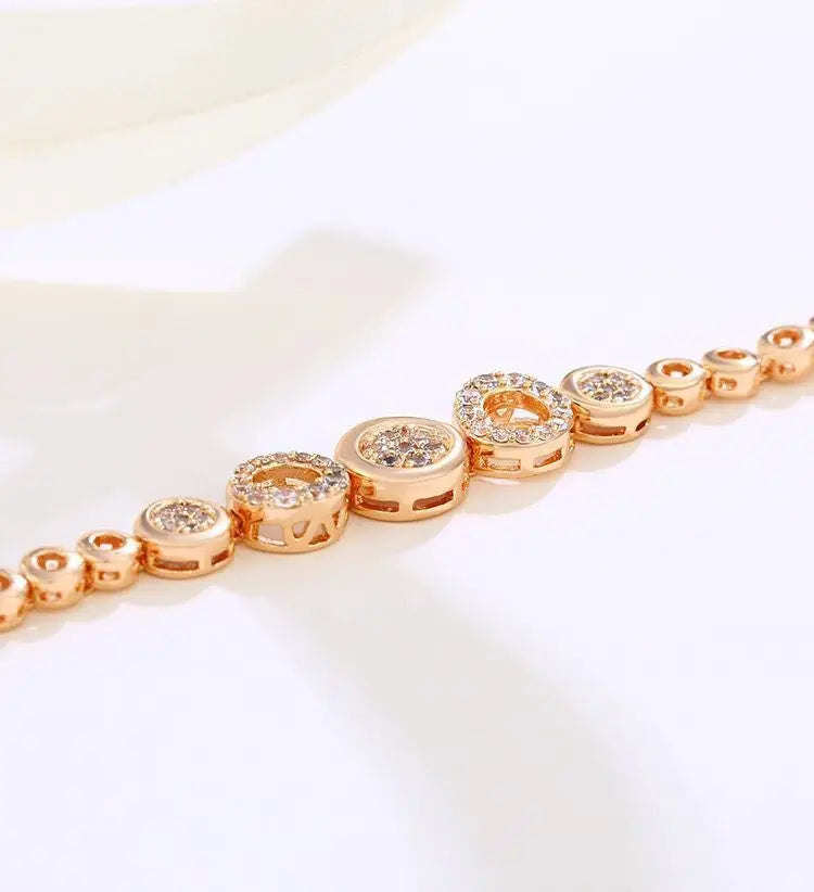 MxGxFam (17cm+2cm ) Lucky Circle Zircon Bracelets For Women Fashion Jewelry AAA+ Gold Color