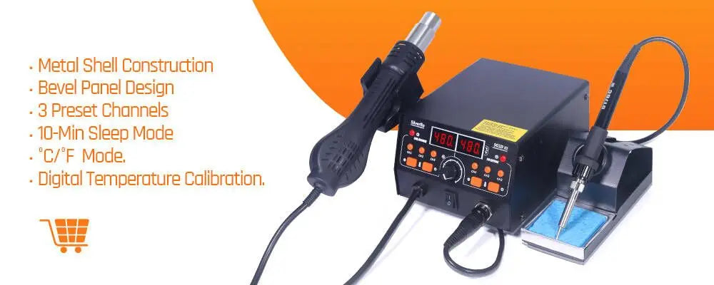 Silverflo  Soldering Station 8586D Soldering Iron Hot Air Rework Welding Station with Sleep mode For BGA PCB IC SMD Repair