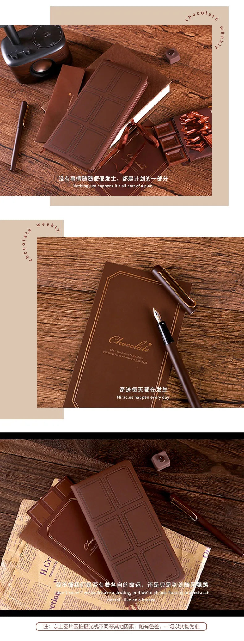 Kinbor Weekly Planner Set Chocolate Self-filled Pocket Calendar Goal& Habit Tracker Organizer Aesthetic Diary Schedule Handbook