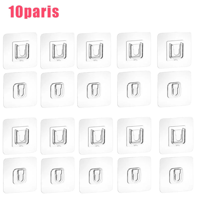 Multi-Purpose Transparent Hooks Double-sided Adhesive Wall Hooks Waterproof Clothes Hats Towel Hooks Kitchen Bath Door Hooks