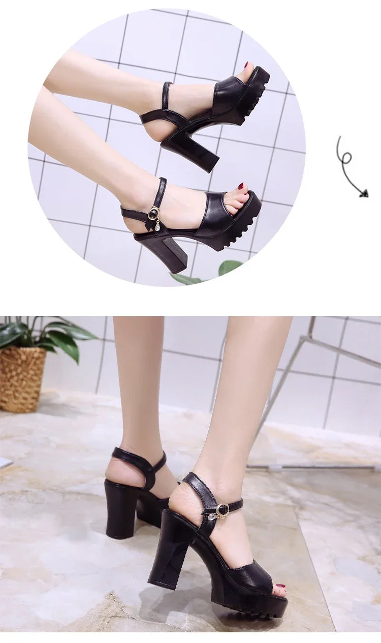 Women Fish Mouth Platform High Heels Wedges Buckle Slope Sandals Women Shoes Woman Platform High Heels Sandals High Heels