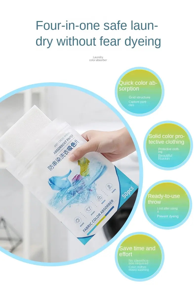 50 PCS/Bag Laundry Tablets Laundry Paper Anti-Staining Clothes Sheets Anti-String Mixing Color Absorption Washing Accessories