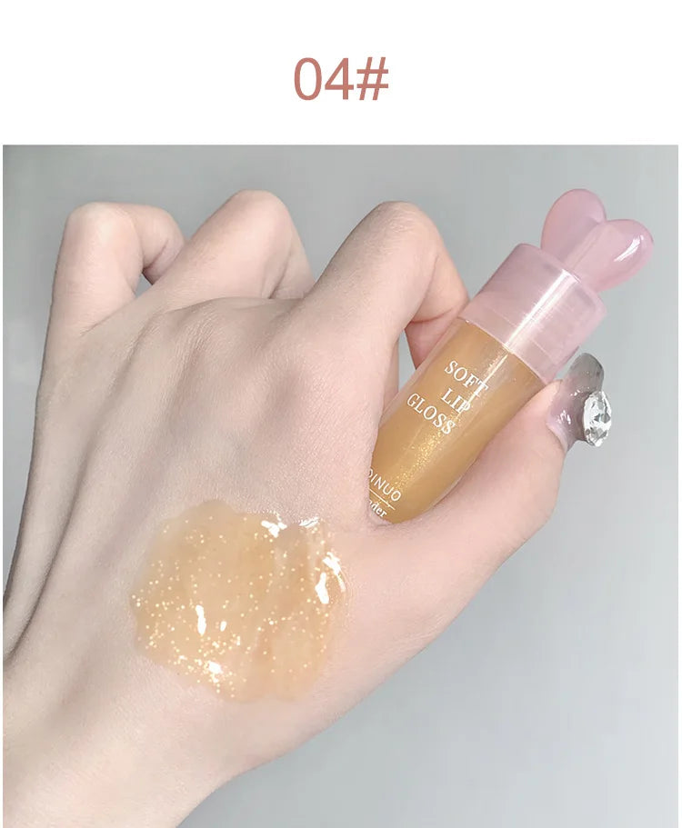 Moisturizing Lip Honey with Pearlescent Glitter - Nourishing Lip Care Oil for a Dewy, Water-Light Shine - Perfect for Stacking a