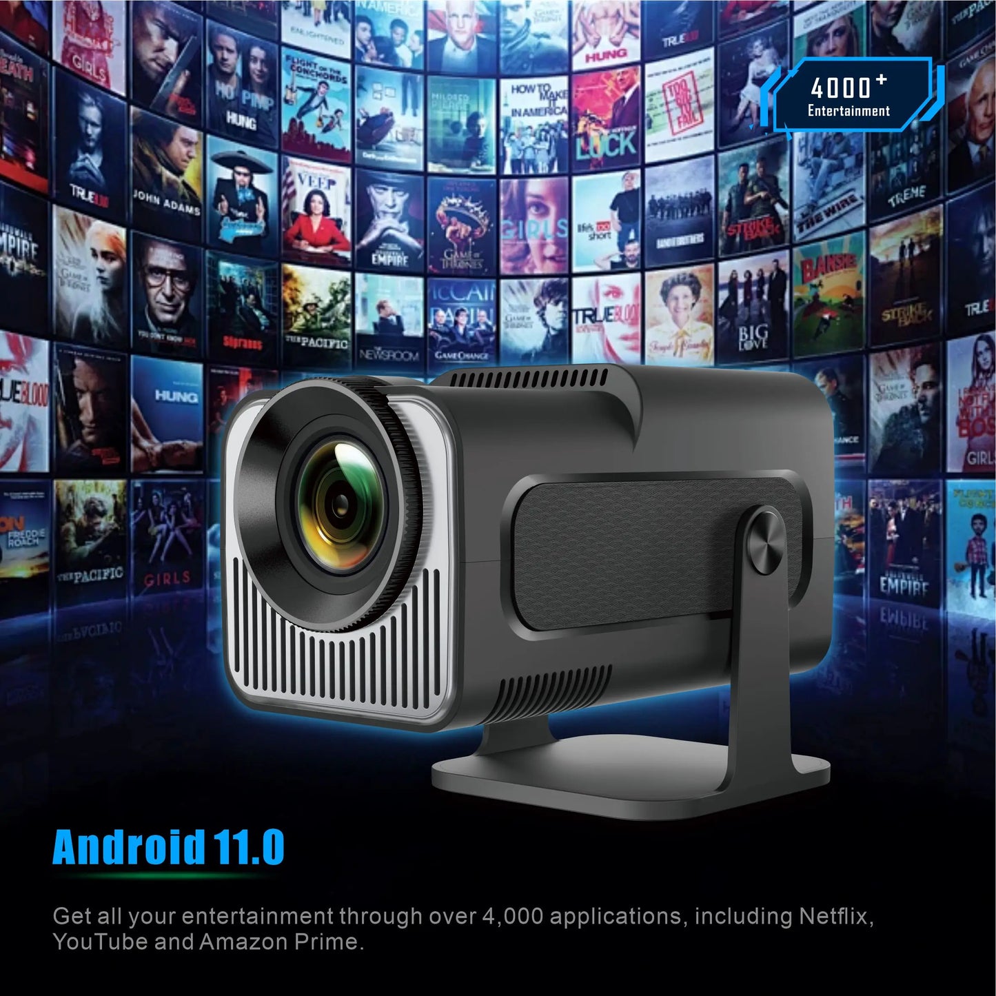 HY320Mini Projector Salange Portable 4K 8K Video Support Native 720P Cinema Outdoor Android 11 Beam Projetor Upgraded Version