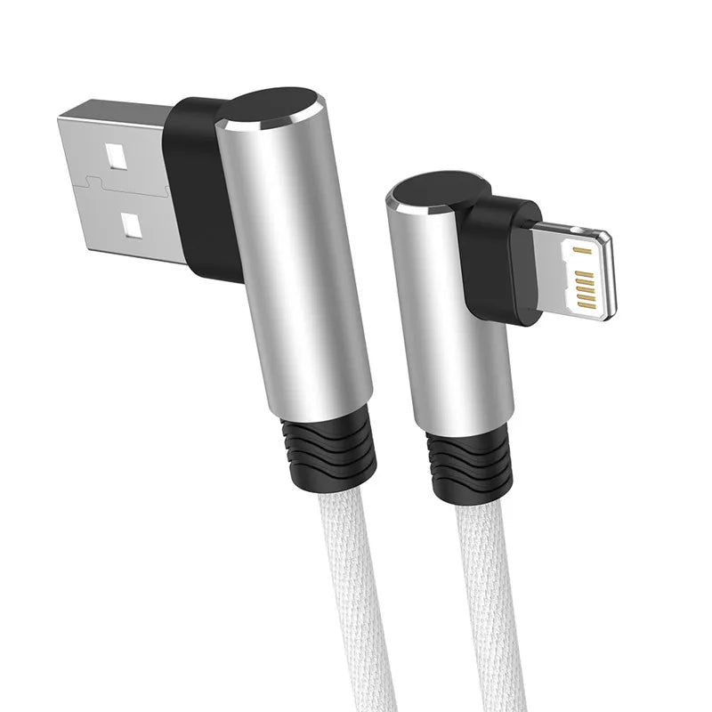 90 Degree Fast Charge USB Cable For iPhone 14 13 12 11 Pro X XS Max 6S 7 8 Plus 5 SE Wire Origin Long 3M Elbow Charger Data Cord