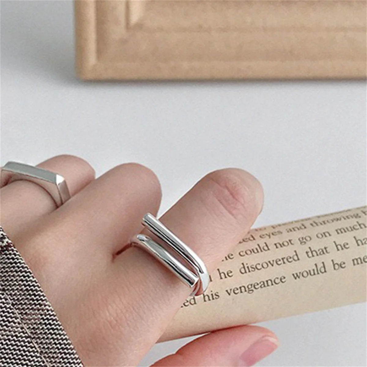 Simple Silver Color Irregular Finger Rings For Women Girls Geometric Multilayer Line Open Rings Exaggerated Bijoux Jewelry Gifts