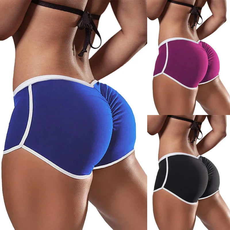 Low Waist Sport Shorts For Women Summer Elasticated Fold Design Shorts Sexy Ladies Training Gym Shorts Mini Skinny Fitness Short