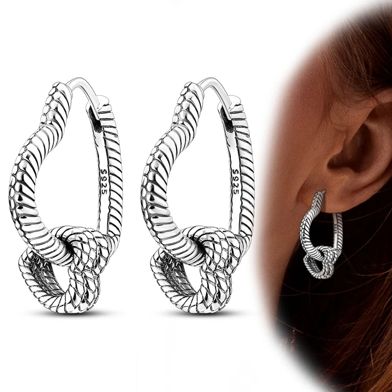 Hot Sale 925 Sterling Silver Heart Earrings Fit Original Charms Hoop Earrings For Women girls Stud Earring Fine Jewelry Gifts